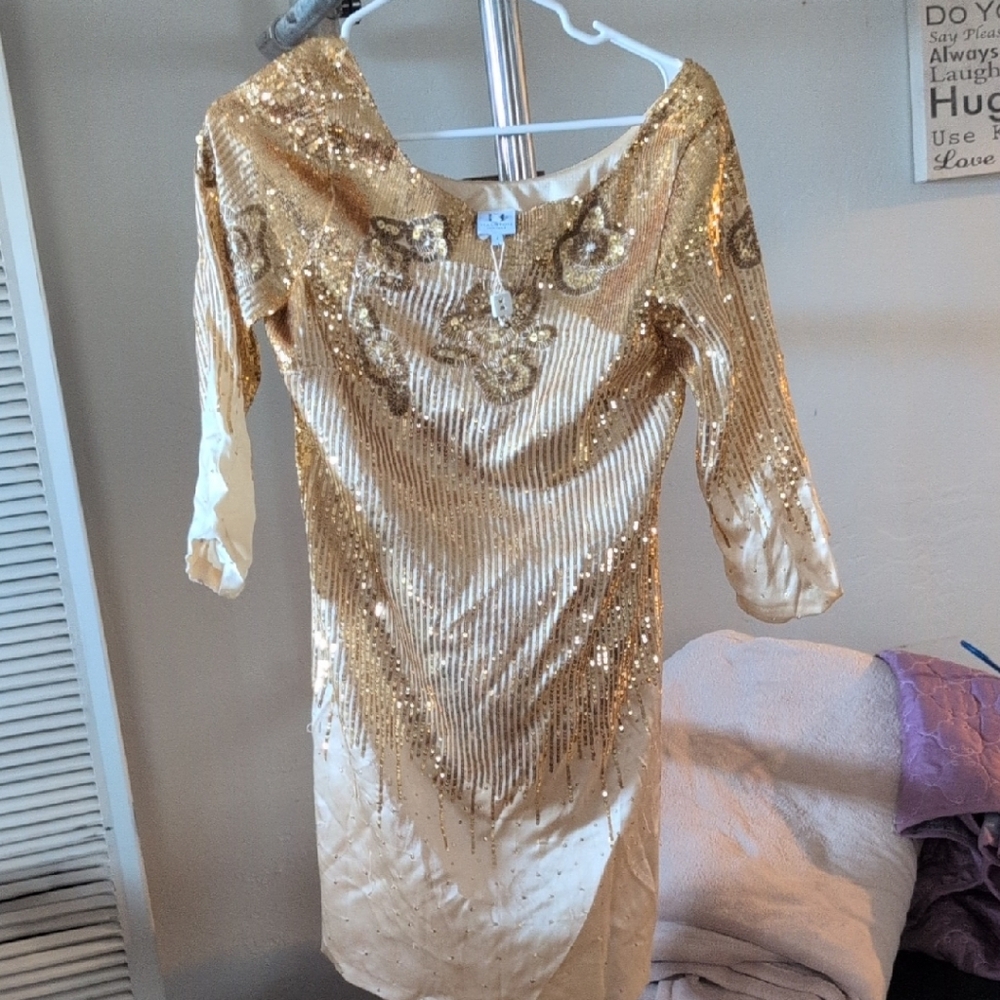 Halton Heritage- Stunning Gold Sequin Dress